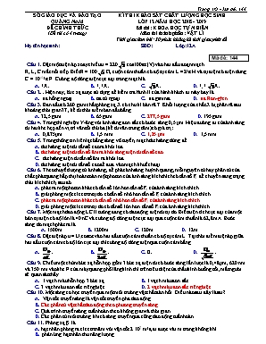 Đề thi khảo sát chất lượng học sinh môn Vật lý Lớp 12 - Mã đề 144 - Năm học 2018-2019 - Sở giáo dục và đào tạo Quảng Nam (Có đáp án)